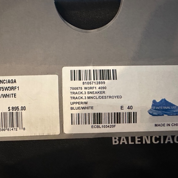 Balenciaga men’s Track 3 sneaker - blue. Size 40 - Picture 9 of 9